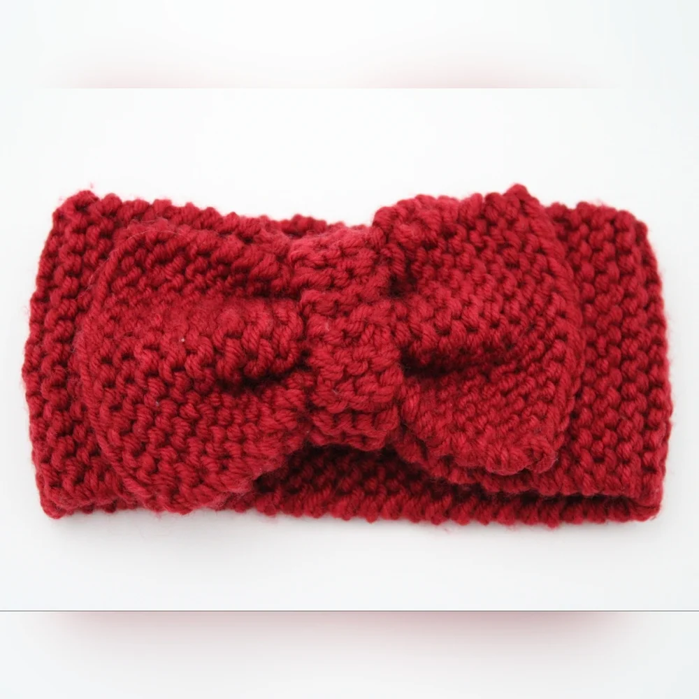 Crocheted Headband Bow (Burgandy) OS